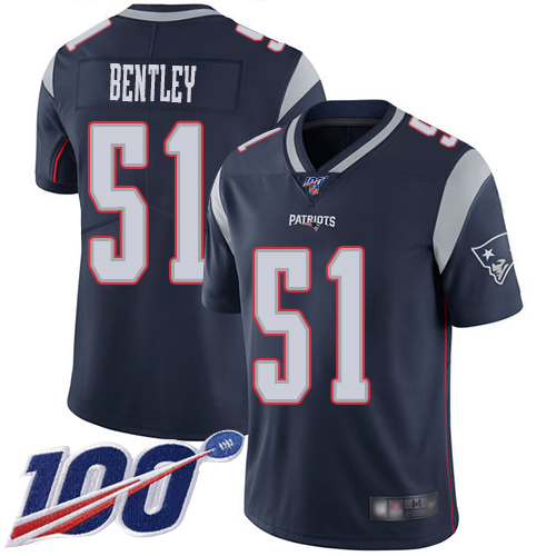 New England Patriots Football 51 100th Limited Navy Blue Men Ja Whaun Bentley Home NFL Jersey